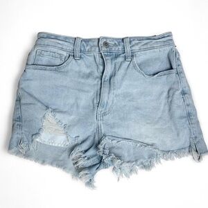 Hollister Ultra High Rise Mom Shorts Women W27/Size 3 light denim blue wash